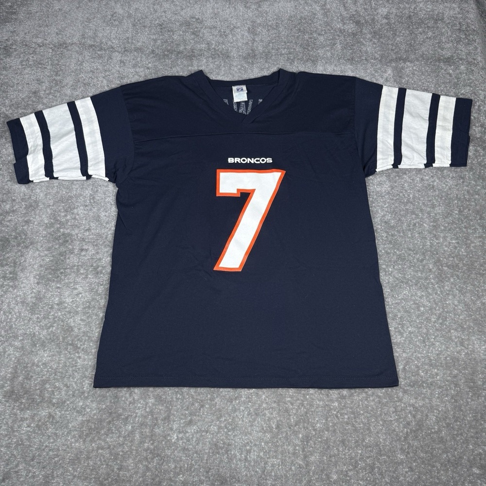 Vintage Broncos T-Shirt Logo 7 Short Sleeve Blue XL USA Elway USA Made